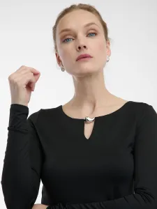 Čierny dámsky top s dlhým rukávom