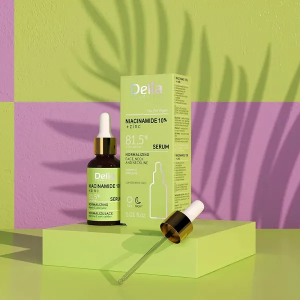 Delia Cosmetics Niacinamide 10% + zinc obnovujúce sérum na tvár, krk a dekolt 30 ml