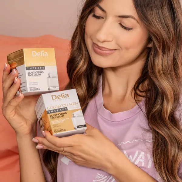 Delia Cosmetics Gold & Collagen Therapy denný krém zvyšujúce elasticitu pokožky 50 ml