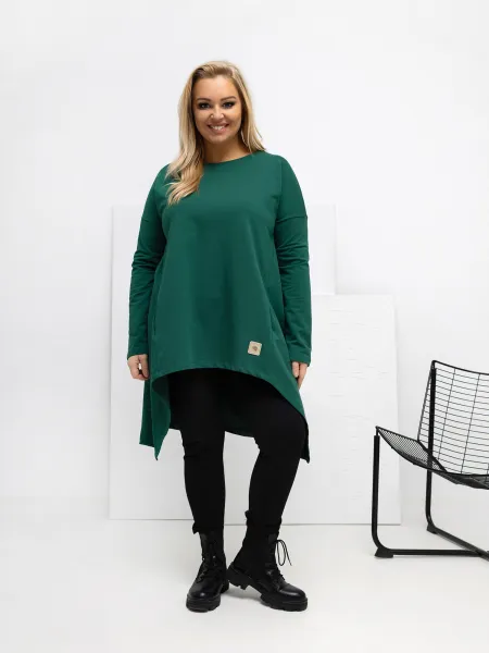 Plus size tunika v tmavozelenej farbe