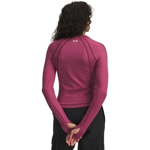 Under Armour COLDGEAR TEXTURED CREW Dámske tričko s dlhým rukávom, vínová, veľkosť M