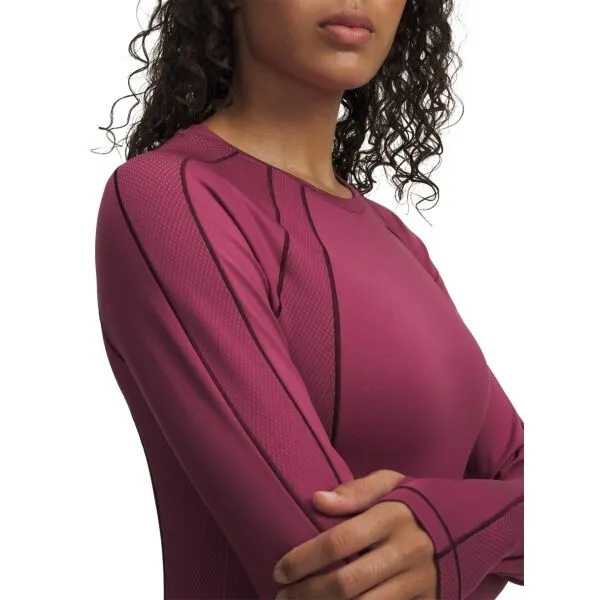 Under Armour COLDGEAR TEXTURED CREW Dámske tričko s dlhým rukávom, vínová, veľkosť M
