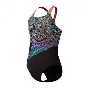 Speedo girls printed placement muscleback multi 152cm