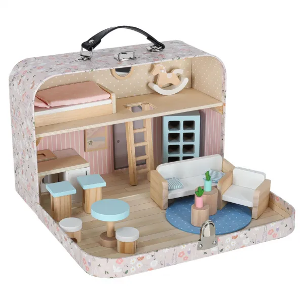 MG Dollhouse domček pre bábiky v kufríku, ružový
