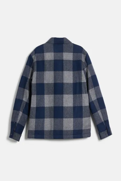 Bunda Woolrich Alaskan Wool Check Overshirt Blue Buffalo