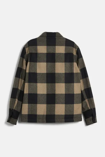 Bunda Woolrich Alaskan Wool Check Overshirt Green Buffalo
