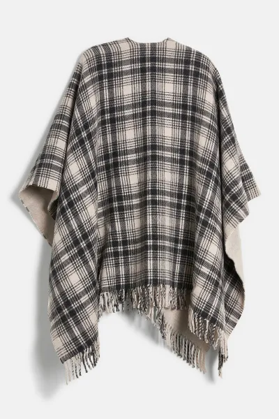 Pončo Woolrich Plaid Logo Cape White Hunting