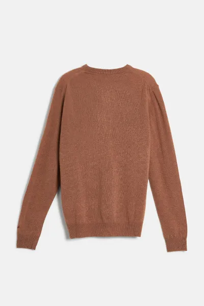 Sveter Woolrich Lambswool Crewneck Dark Camel