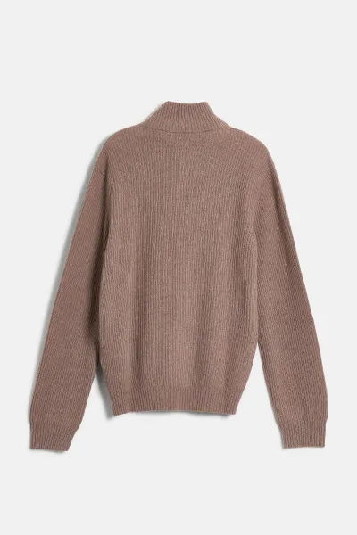 Sveter Woolrich Wool Cash Ribbed Half-Zip Falcon