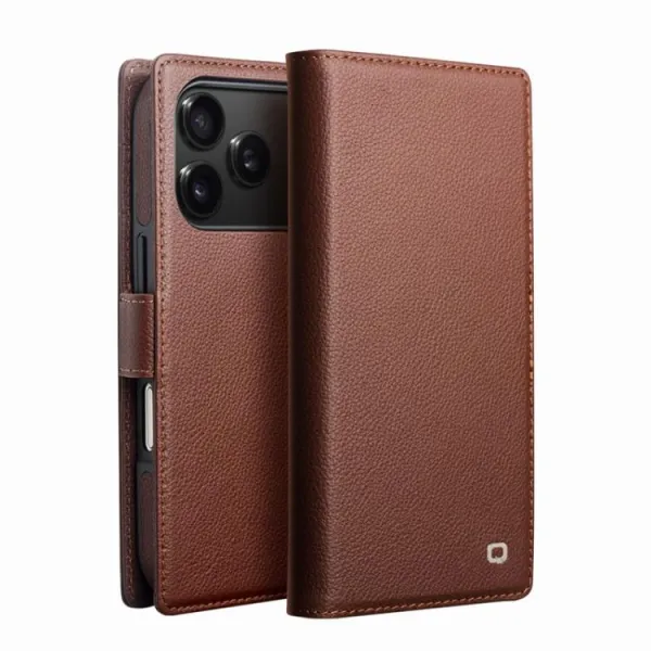 QIALINO CLASSIC Kožený obal pre Apple iPhone 17 Pro Max hnedý
