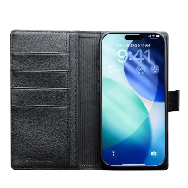 QIALINO CLASSIC Kožený obal pre Apple iPhone 17 Pro Max čierny