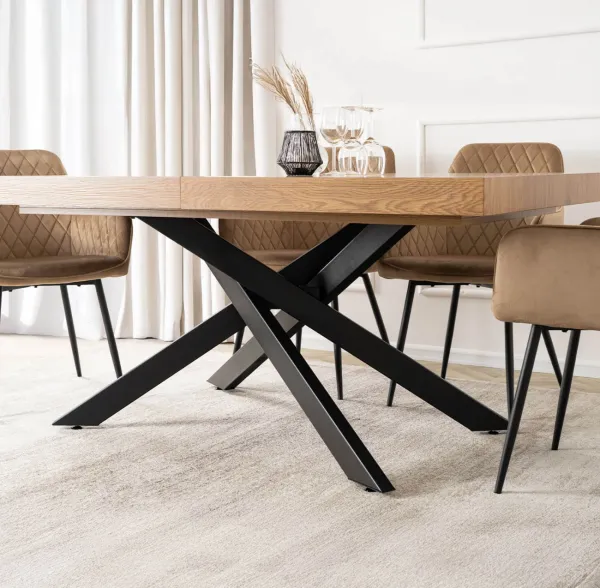 JAKS Rozkladací stôl Hampton čierny 160 - 240 cm zlatý dub