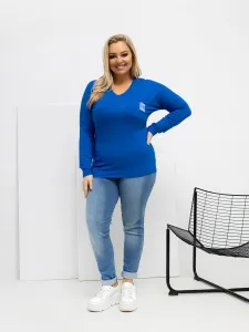 Plus size kobaltové tričko s dlhým rukávom