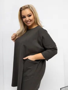 Plus size blúzka v tmavej khaki farbe