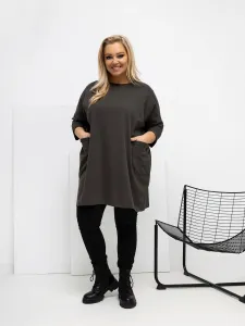 Plus size blúzka v tmavej khaki farbe