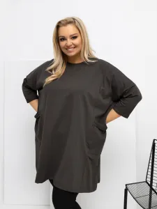 Plus size blúzka v tmavej khaki farbe