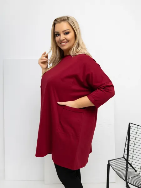 Bordová plus size tunika