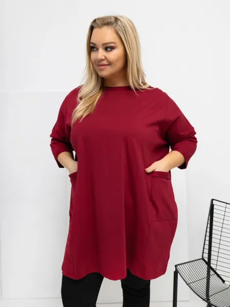 Bordová plus size tunika
