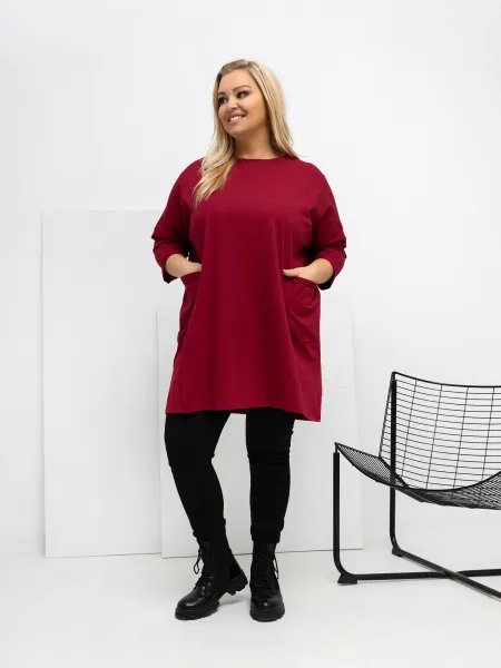 Bordová plus size tunika