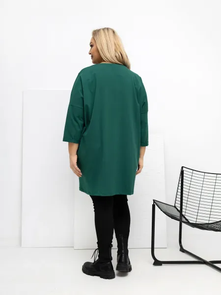 Plus size zelená tunika s vreckami