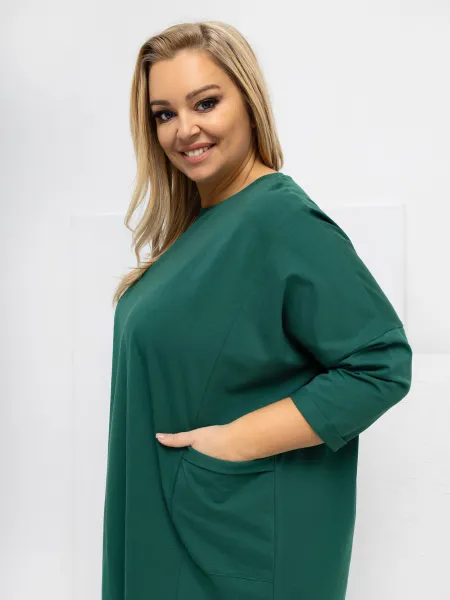 Plus size zelená tunika s vreckami