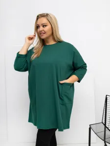 Plus size zelená tunika s vreckami