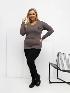 Plus size hnedá blúzka s dlhým rukávom