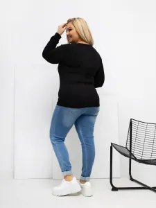 Čierna plus size blúzka s dlhým rukávom