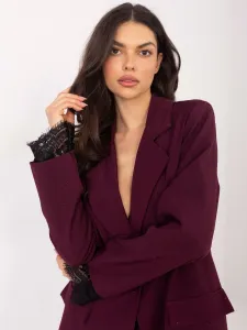 Dámsky tmavočervený blazer s čipkou