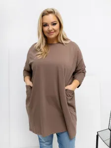 Plus size tunika v tmavobéžovej farbe
