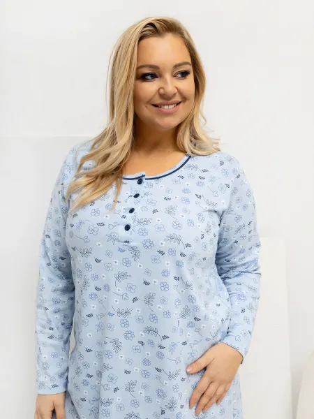 Plus size nočná košeľa svetlomodrá