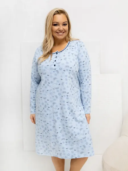 Plus size nočná košeľa svetlomodrá