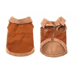 DUVO+ štýlová semišová bunda pre psov XS 30cm hnedá