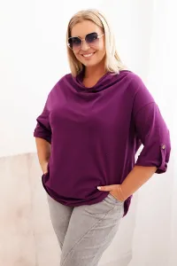 Legínovo Dámska blúzka Plus Size z bavlnou voľného strihu s vodným výstrihom béžová Farba: Khaki, Veľkosť: UNI