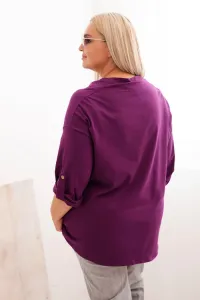Legínovo Dámska blúzka Plus Size z bavlnou voľného strihu s vodným výstrihom béžová Farba: Khaki, Veľkosť: UNI