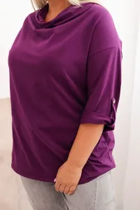 Legínovo Dámska blúzka Plus Size z bavlnou voľného strihu s vodným výstrihom béžová Farba: Khaki, Veľkosť: UNI