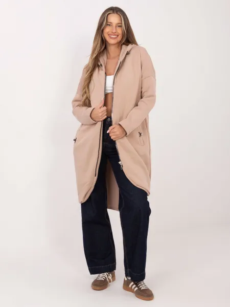 Factory Dámska dlhá mikina na zips s kapucňou Farba: Mocca, Veľkosť: S/M