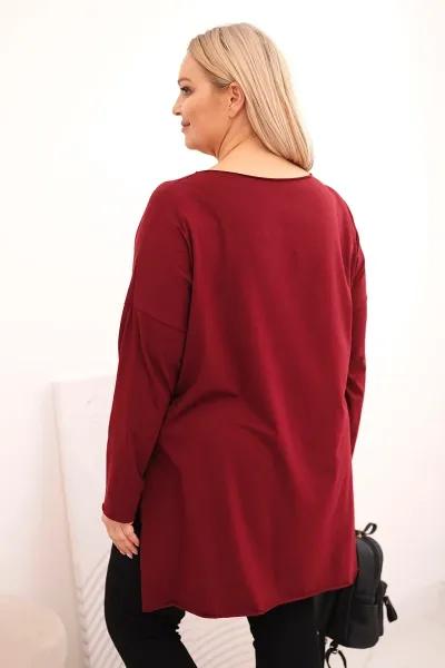 Asymetrická dámska blúzka Plus Size bordová