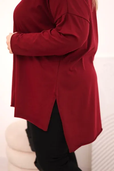 Asymetrická dámska blúzka Plus Size bordová