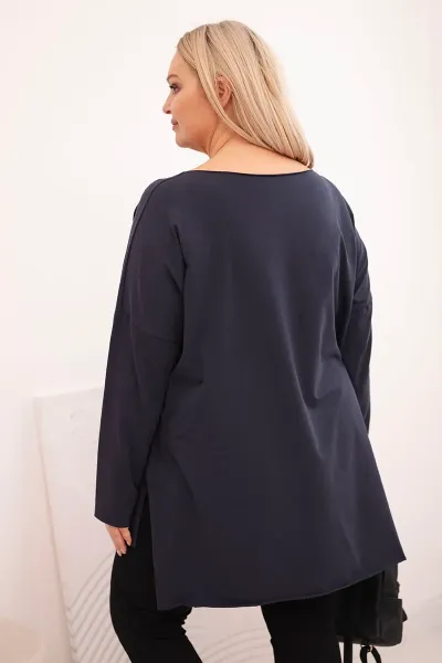 Plus Size asymetrická blúzka s dlhým rukávom