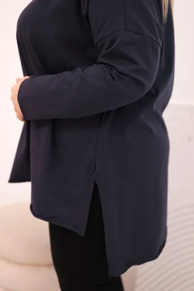 Plus Size asymetrická blúzka s dlhým rukávom