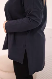 Plus Size asymetrická blúzka s dlhým rukávom