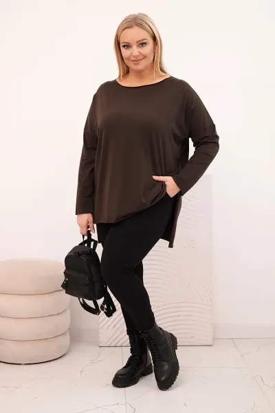 Dámska plus size asymetrická blúzka s dlhými rukávmi
