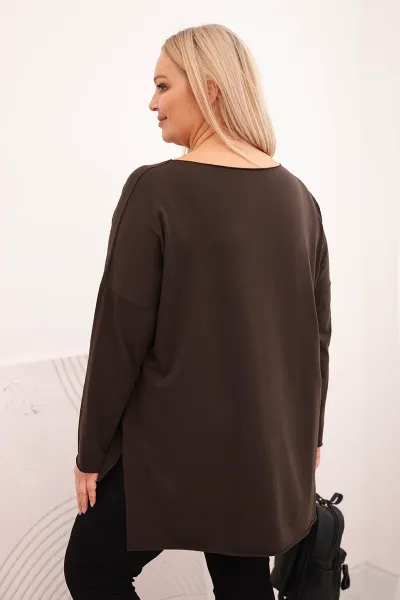 Dámska plus size asymetrická blúzka s dlhými rukávmi