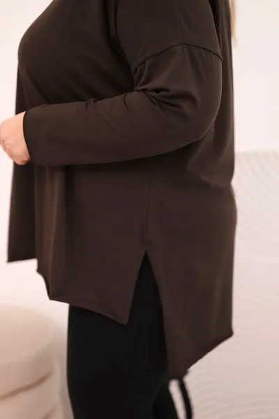 Dámska plus size asymetrická blúzka s dlhými rukávmi