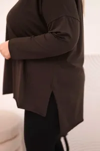 Dámska plus size asymetrická blúzka s dlhými rukávmi