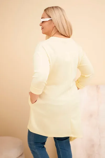 Kesi Włoski Dámska sukňa Plus Size z viskózy s voľným strihom a dlhým rukávom žltá