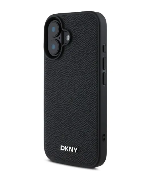 DKNY PU Kožený Kryt pre iPhone 16, Čierny