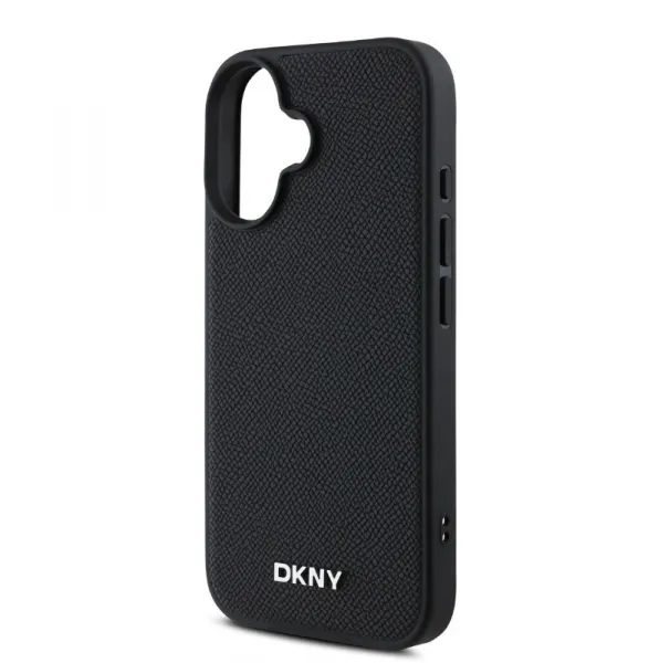 DKNY PU Kožený Kryt pre iPhone 16, Čierny
