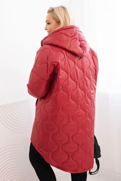 Legínovo Dámska zimná bunda Plus Size prešívaná s kapucňou bordová Farba: Bordová, Veľkosť: UNI